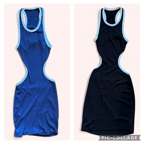 Dresses & Skirts - BUNDLE Black Navy Blue Cut Out Stretchy Sporty Razorback Mini Dress Size M Comfy